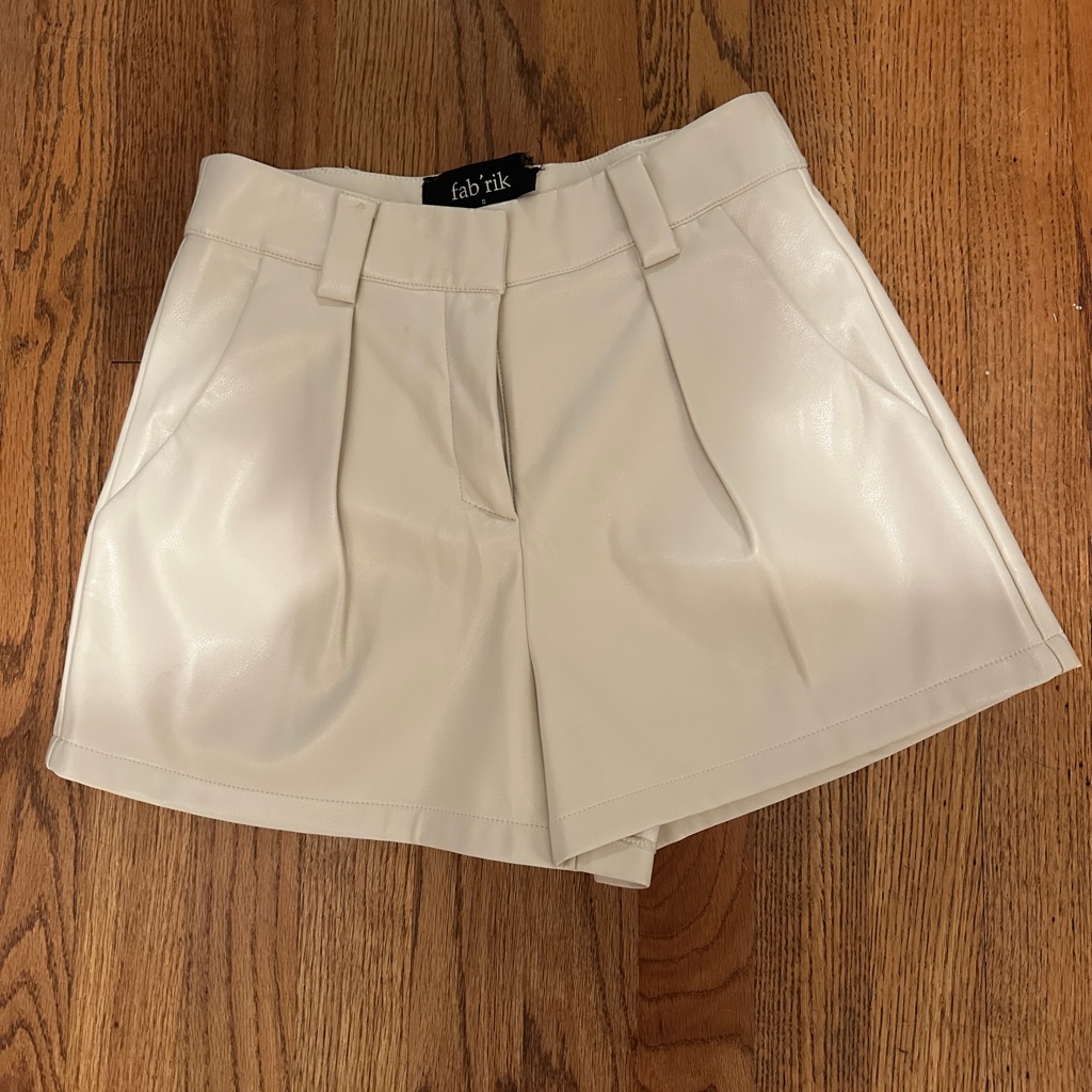 Fab'rik Cream High Waist Dress Shorts